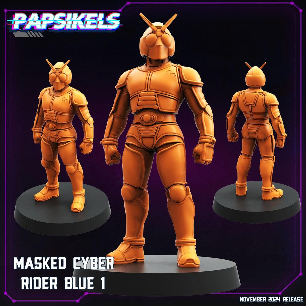 Cyberpunk, Masked Cyber Riders Blue Set, Papsikels, 32mm Mini