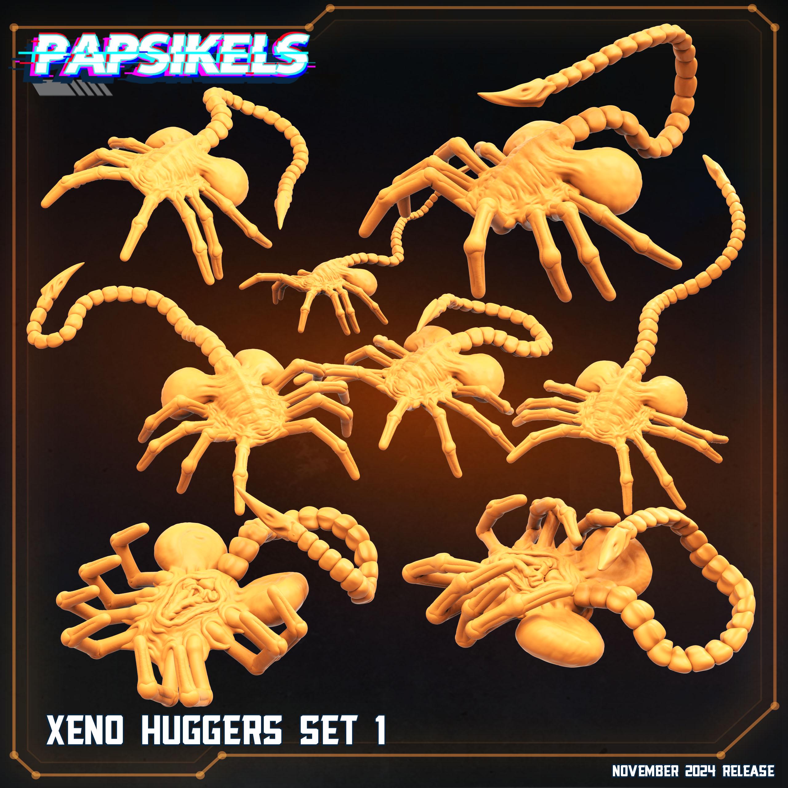Aliens Vs Humans Execration Romulus, Xeno Huggers Set 1 - 8 model set, Papsikels, 32mm Mini