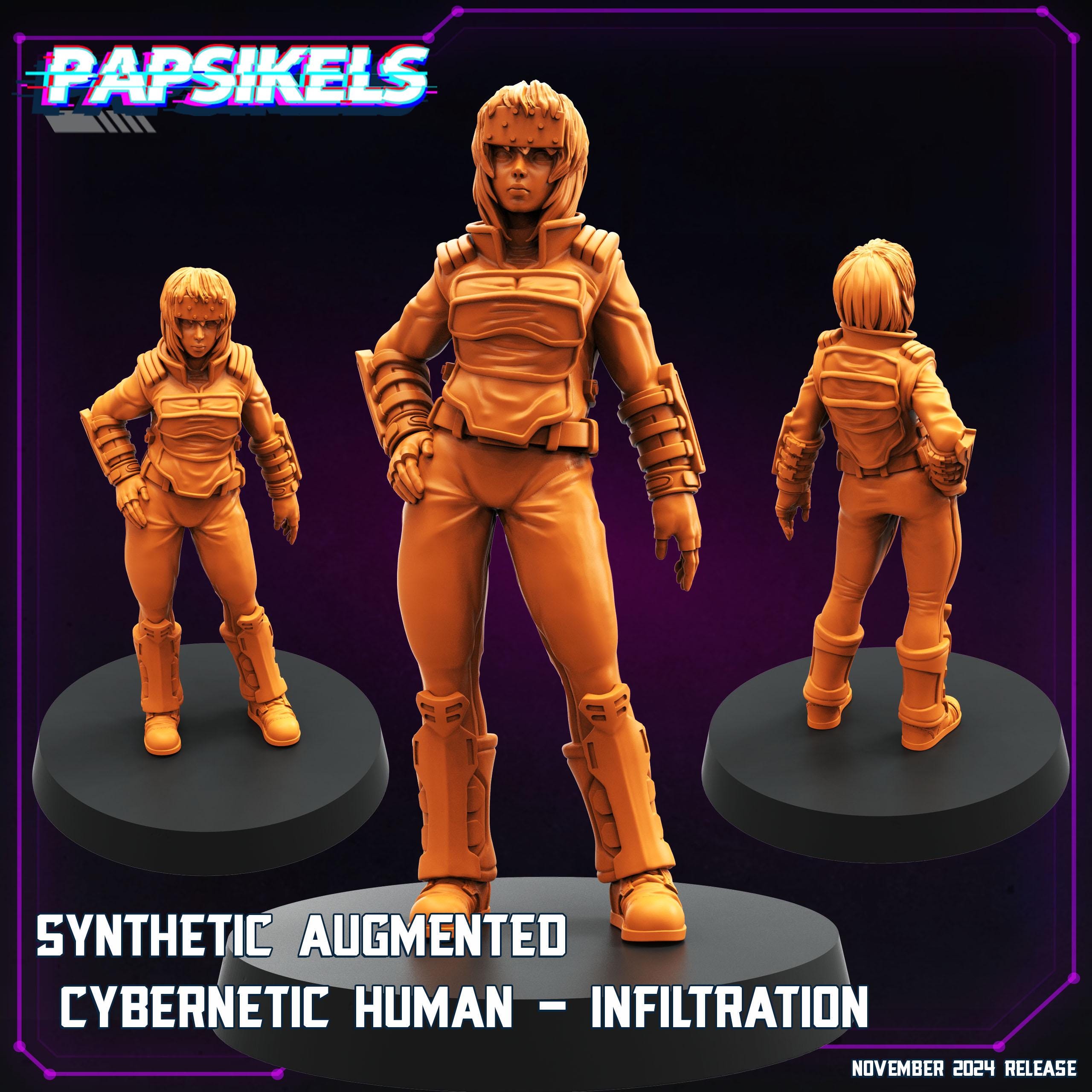 Cyberpunk, Synthetic Augmented Cybernetic Humans, Cyberpunk, Papsikels, 32mm or 75mm Mini