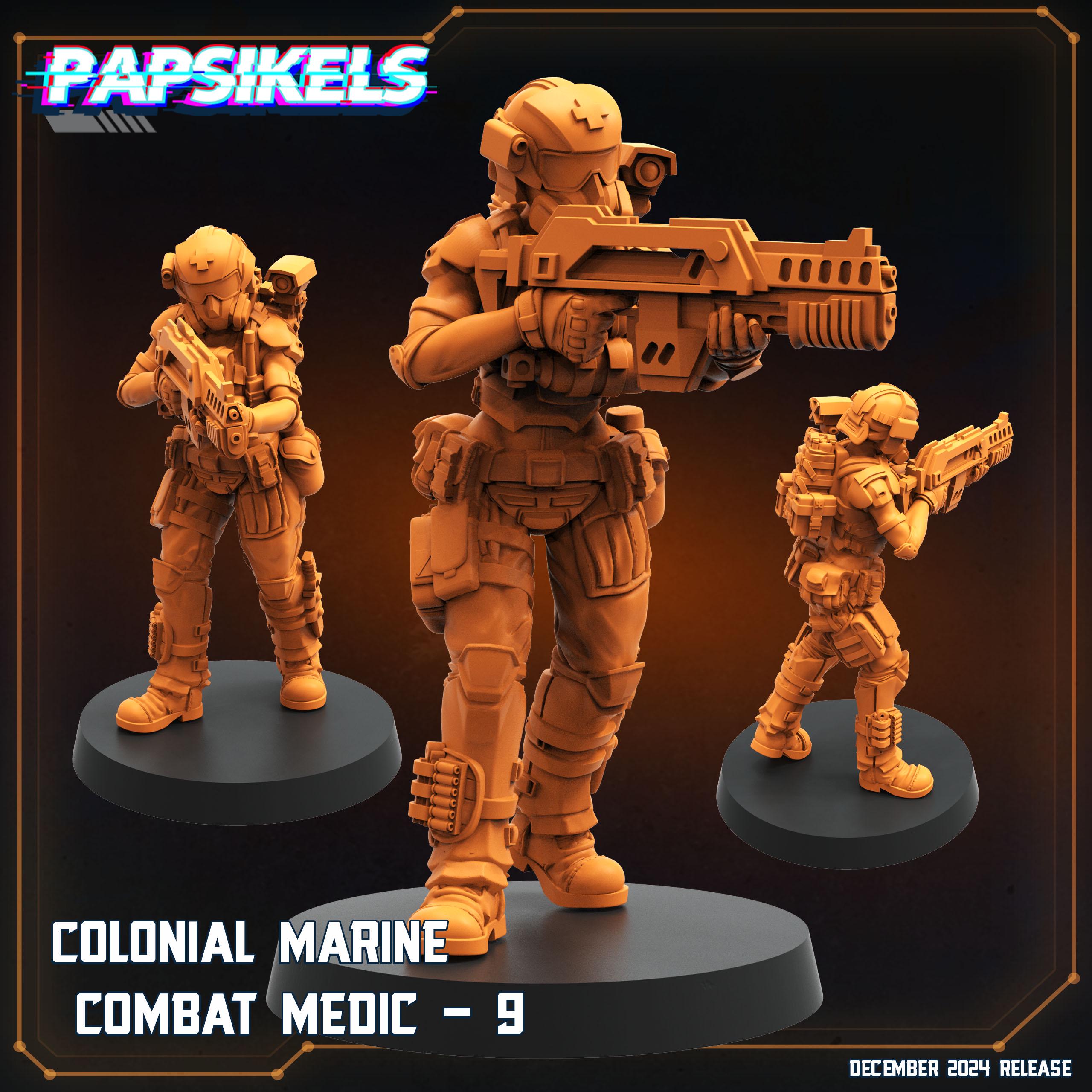 Aliens Vs Humans - Space Dead - Colonial Marines Combat Medic Killteam, Papsikels, 32mm Mini