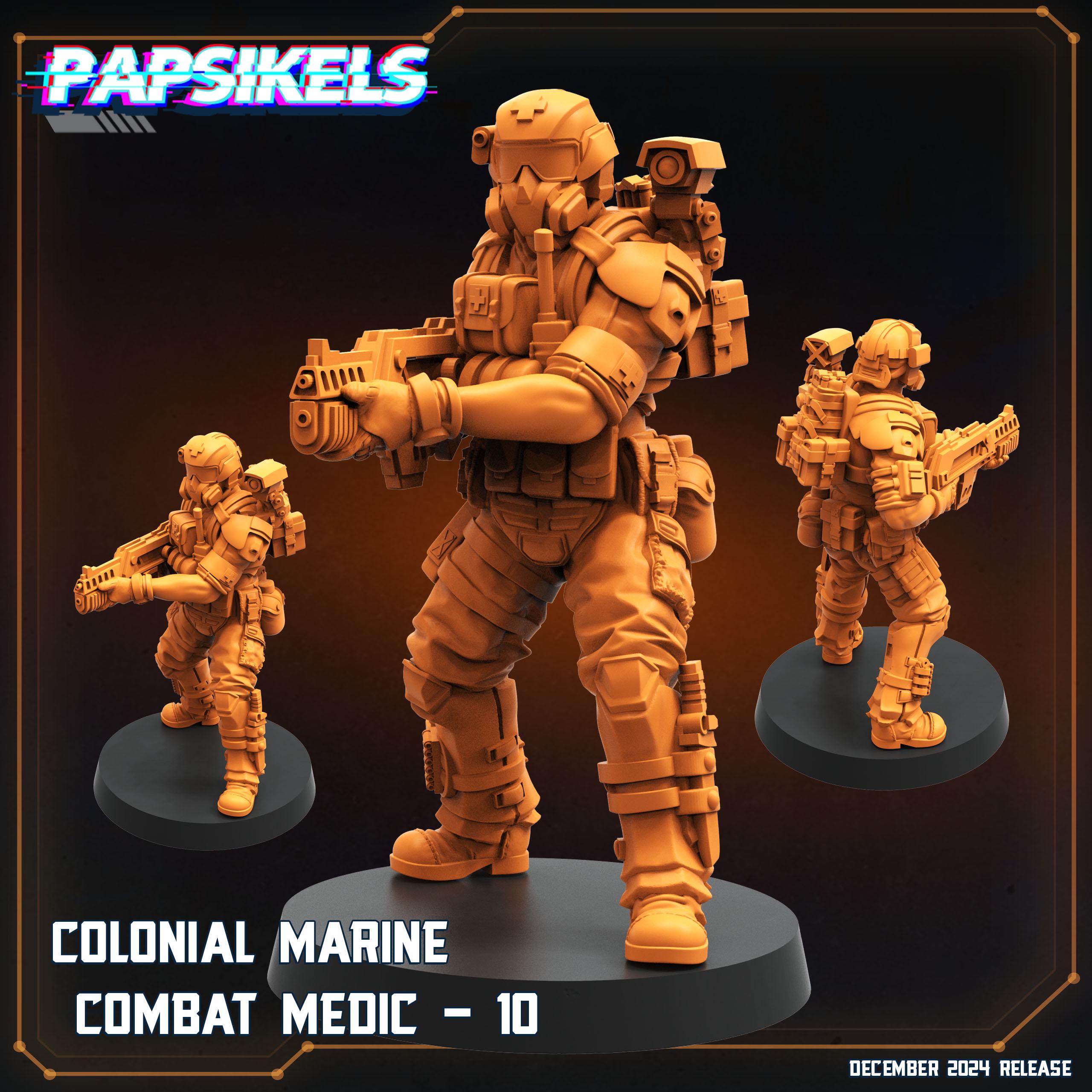 Aliens Vs Humans - Space Dead - Colonial Marines Combat Medic Killteam, Papsikels, 32mm Mini