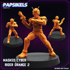 Cyberpunk, Masked Cyber Riders Orange Set, Papsikels, 32mm Mini