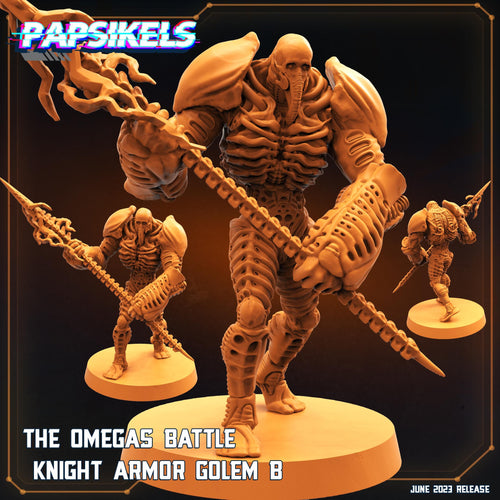 Alien vs Human Omega Battle Knight Armor Golem B Resin Miniature - 32mm Tabletop RPG Figurine