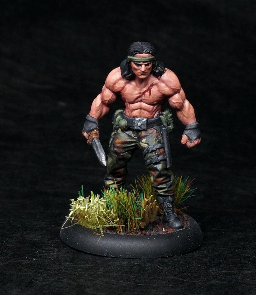 Human Colonial Hunter Lieutenant Chest Bleeder Machete - Skull Hunters Tabletop Miniature 32mm Resin Figure