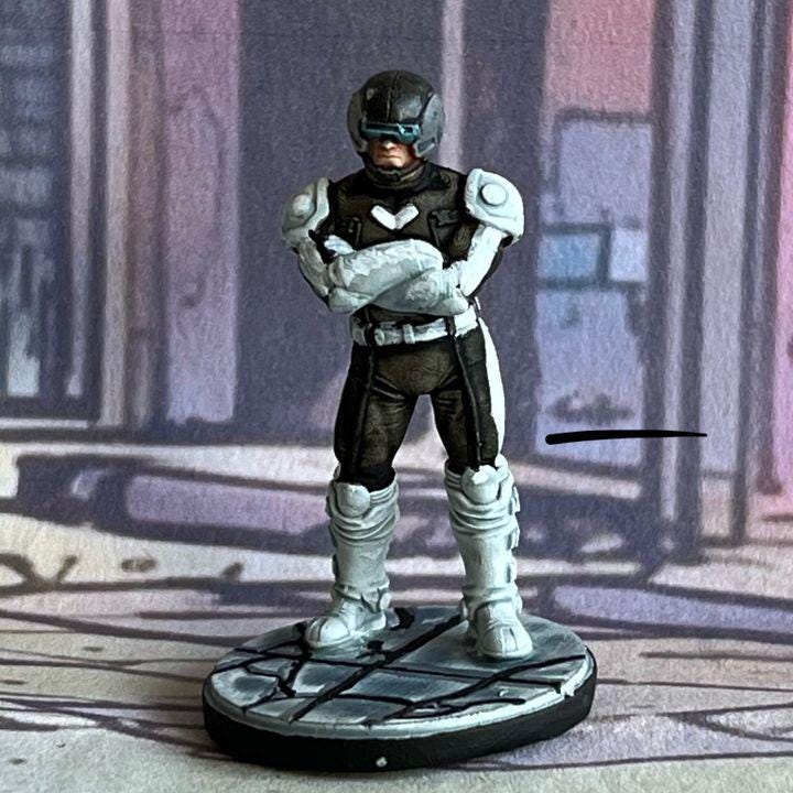 Cyberpunk Henchmen Miniature 32mm - Guyver-Inspired Sci-Fi Figurine for RPG and Tabletop Gaming
