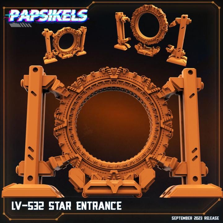 Alien vs Human 32mm Miniatures: LV-532 Star Entrance - Papsikels Xenowars RPG Resin Figures
