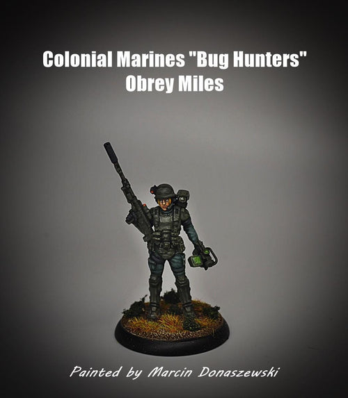 32mm Female Colonial Marine Miniature: Pvt. Obrey Miles - Aliens vs Humans Sci-Fi Tabletop Gaming Figure