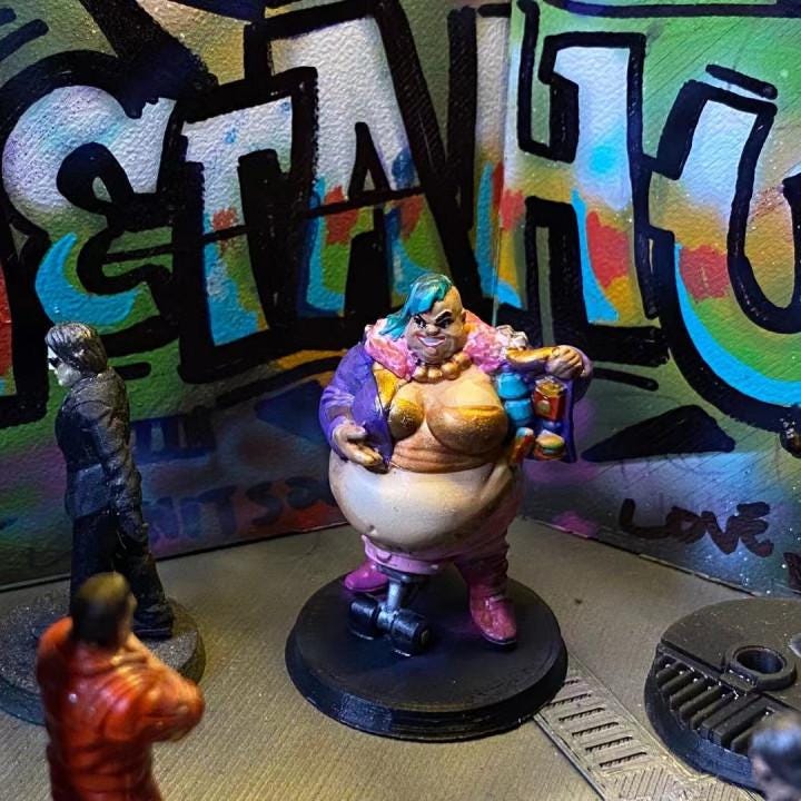 Cyberpunk Batchoy Gang Smuggler Nadja Monterevalo 32mm Miniature Figure for RPG and TTRPG Gaming