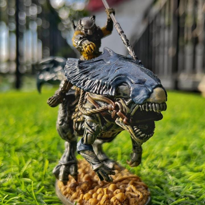 Xenosaur Tyranno Beastmaster Riders - Skull Hunters Army for Tabletop Gaming (32mm Resin Miniatures)