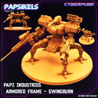 Cyberpunk Armored Frame Miniature: Swingburn Sculpt for Wargaming, TTRPG, and RPG Enthusiasts
