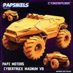 Papz Motors - Cybertruck Magnum V8 Miniature: Sculpted Cyberpunk Vehicle for Wargaming, RPG, and Tabletop Scenarios