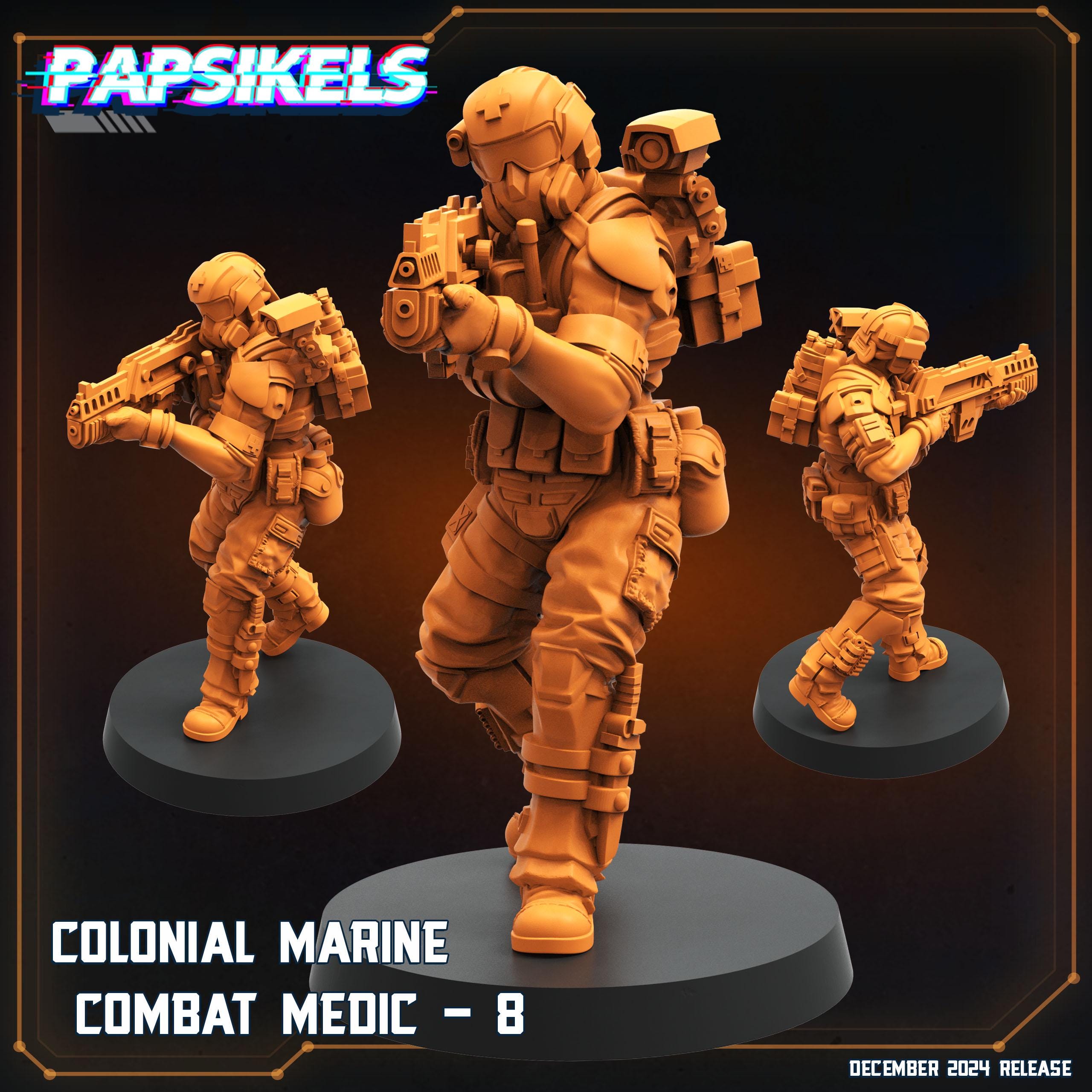 Aliens Vs Humans - Space Dead - Colonial Marines Combat Medic Killteam, Papsikels, 32mm Mini