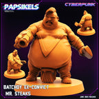 Cyberpunk Ex-Convict Mr. Steaks 32mm Miniature by Papsikels for RPG and TTRPG Gaming