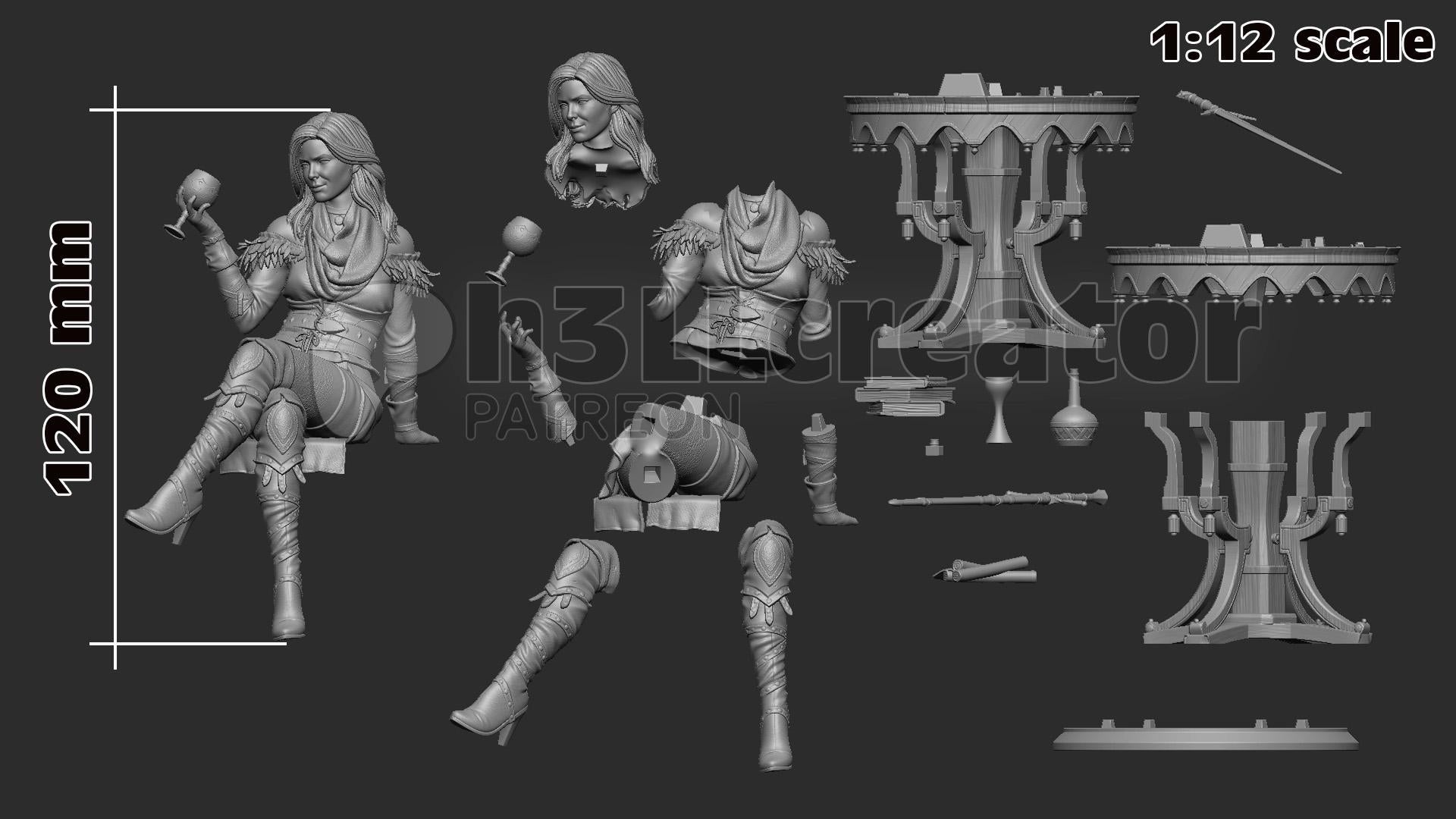 Yennifer from The Witcher (fan art) | Full Model | Miniature scale 1:12 | h3LL Creator | DIY Model Kit