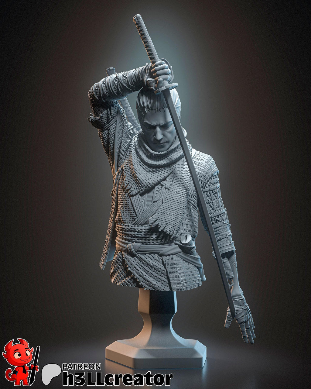 Wolf from Sekiro Shadows Die Twice (fan art) | Full Model or Bust | Miniature scale 1:12 | h3LL Creator | DIY Model Kit