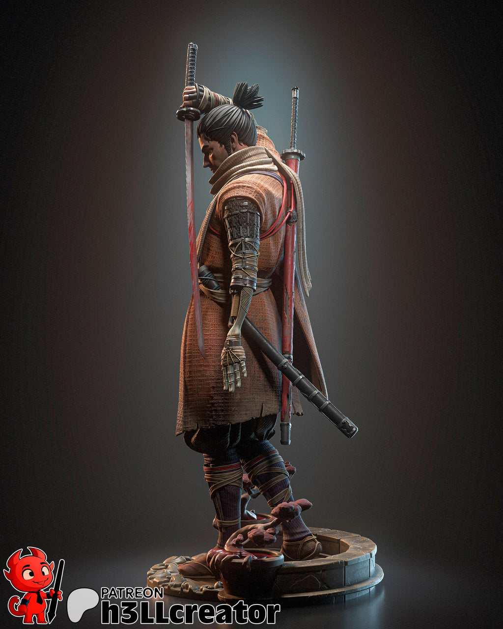 Wolf from Sekiro Shadows Die Twice (fan art) | Full Model or Bust | Miniature scale 1:12 | h3LL Creator | DIY Model Kit