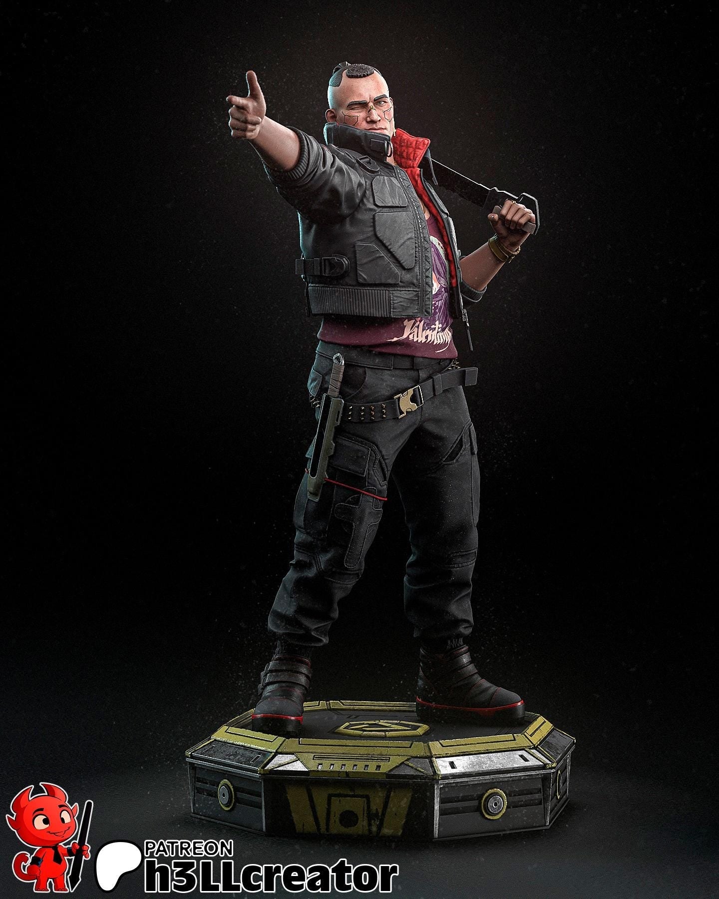 Jackie Welles from Cyberpunk 2077 (fan art) | Full Model or Bust | Miniature scale 1:12 | h3LL Creator | DIY Model Kit