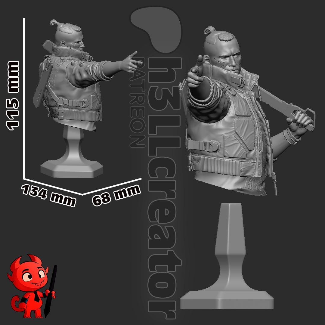 Jackie Welles from Cyberpunk 2077 (fan art) | Full Model or Bust | Miniature scale 1:12 | h3LL Creator | DIY Model Kit