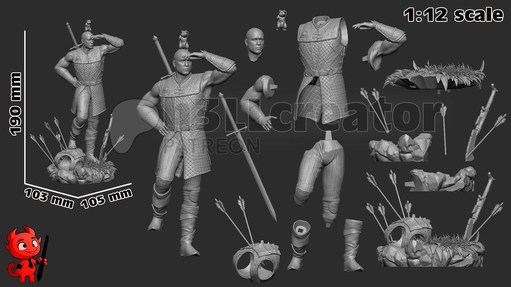 Minsc from Baldurs Gate 3 (fan art) | Full Model or Bust | Miniature scale 1:12 | h3LL Creator | DIY Model Kit