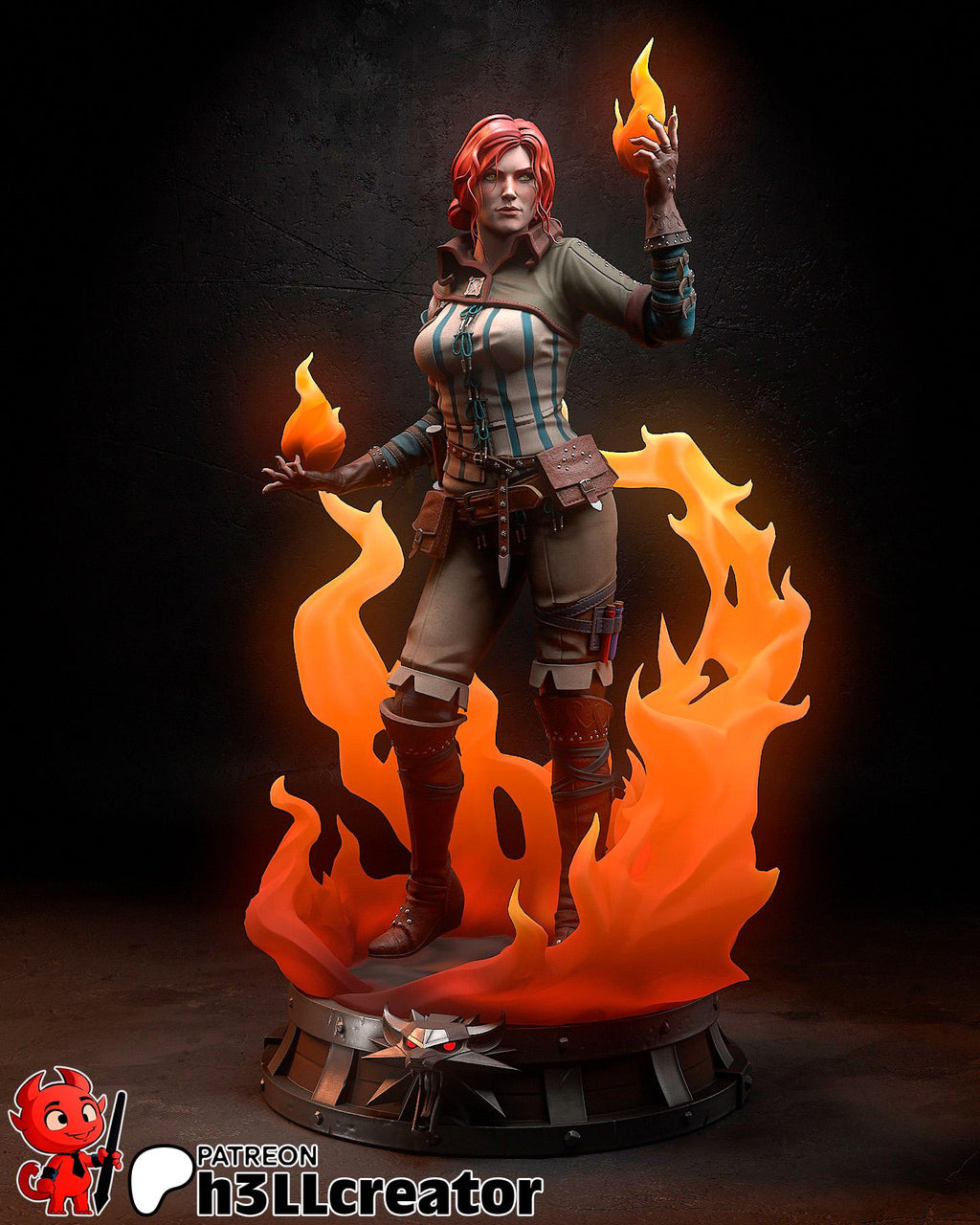 Triss Merigold from The Witcher (fan art) | Full Model | Miniature scale 1:12 | h3LL Creator | DIY Model Kit