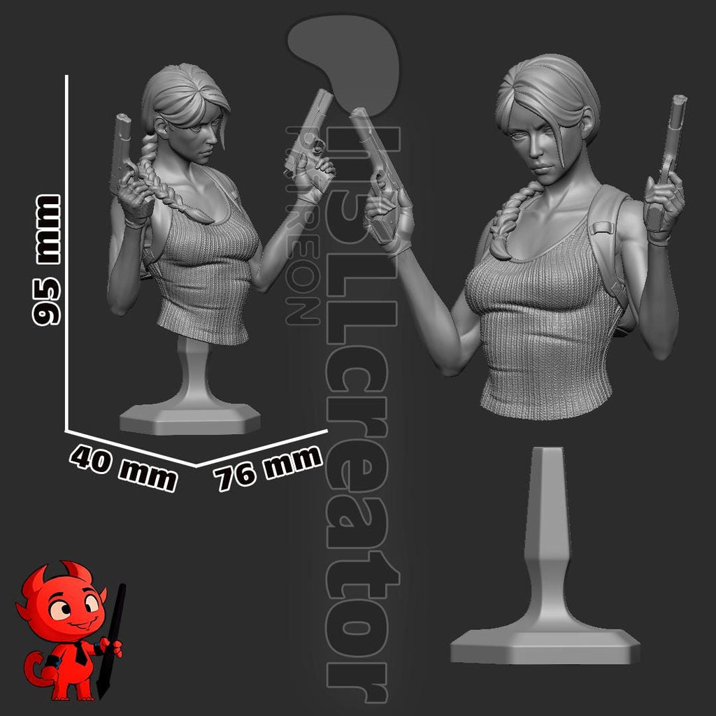 Lara Croft from Tomb Raider (fan art) | Full Model or Bust | Miniature scale 1:12 | h3LL Creator | DIY Model Kit