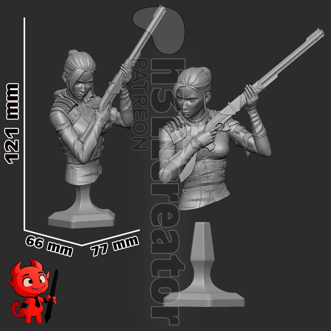 Caitlyn from Arcane (fan art) | Full Model or Bust | Miniature scale 1:12 | h3LL Creator | DIY Model Kit