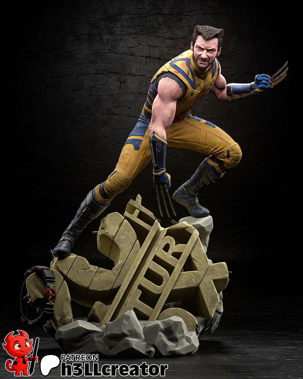 Hugh Jackman Wolverine from Deadpool & Wolverine (fan art) | Full Model or Bust | Miniature scale 1:12 | h3LL Creator | DIY Model Kit