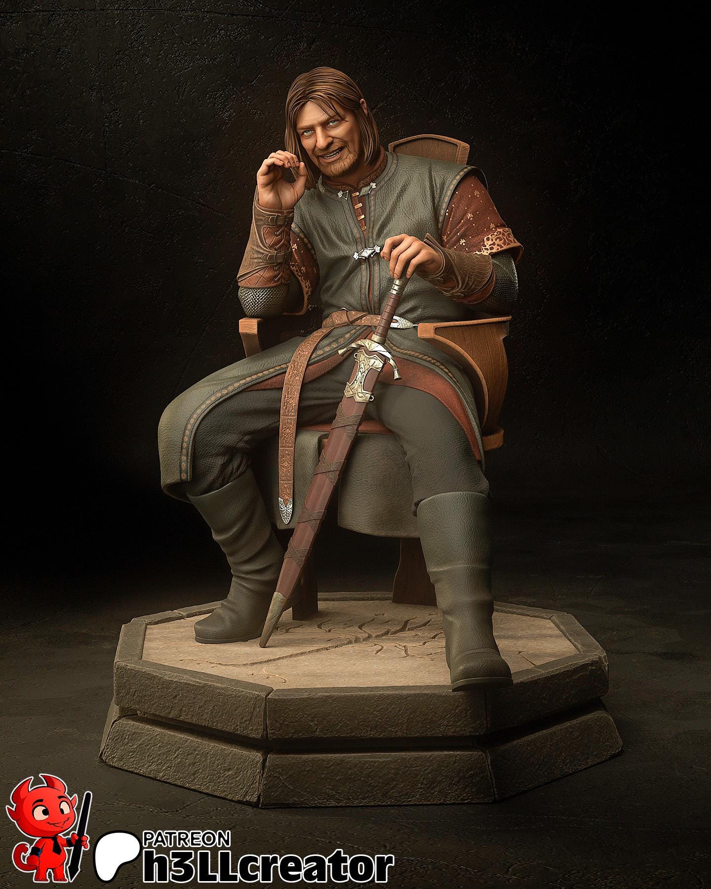 Boromir from The Lord of the Rings (fan art) | Full Model or Bust | Miniature scale 1:12 | h3LL Creator | DIY Model Kit