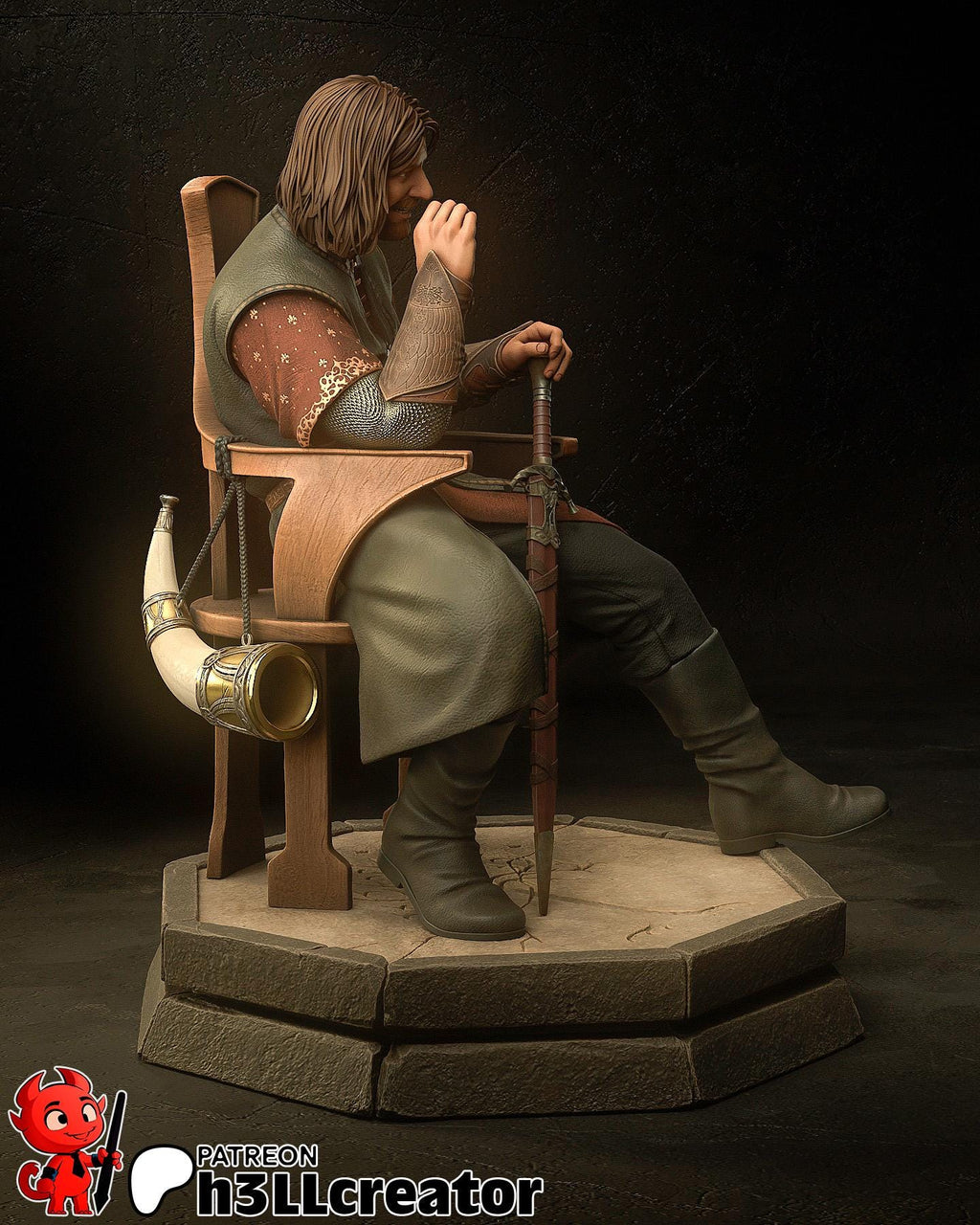 Boromir from The Lord of the Rings (fan art) | Full Model or Bust | Miniature scale 1:12 | h3LL Creator | DIY Model Kit