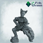 Lupin set half-beast Bard with lute / Violin - Fox Man - Fantasy historic miniatures for tabletop games. 28mm / 32mm Resin Figures for RPG