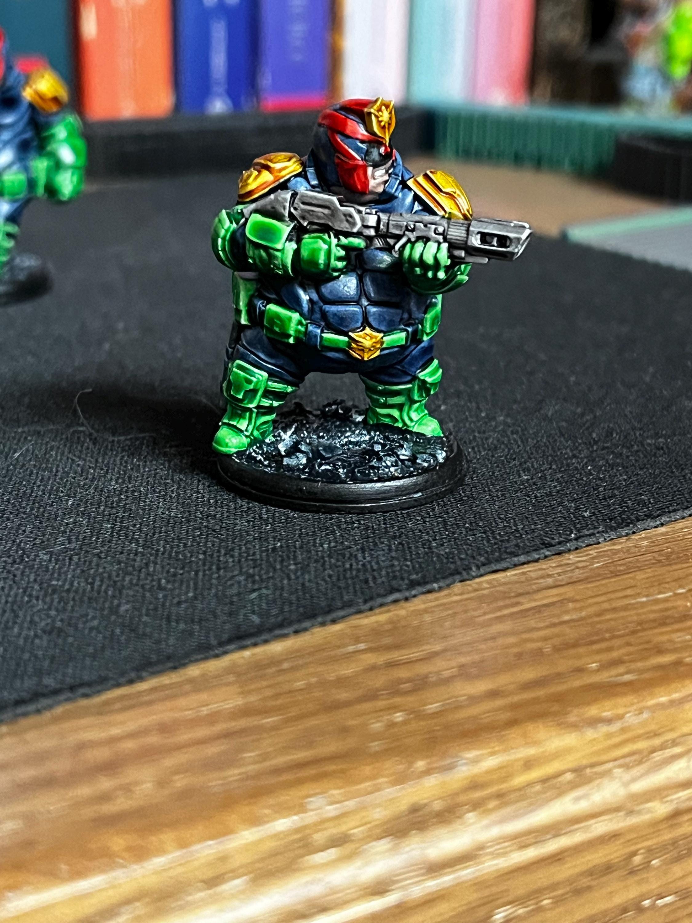 Cyberpunk Law Enforcer Miniature: 32mm Junaldo Upholder Figure for RPG and Tabletop Gaming