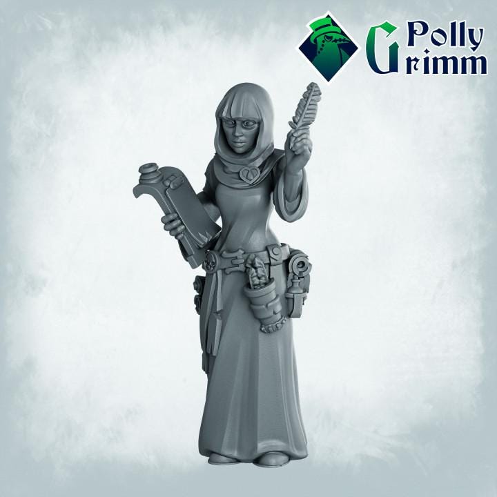 Imperial Nuns Miniature: 28mm/32mm Resin Figure for Tabletop RPG