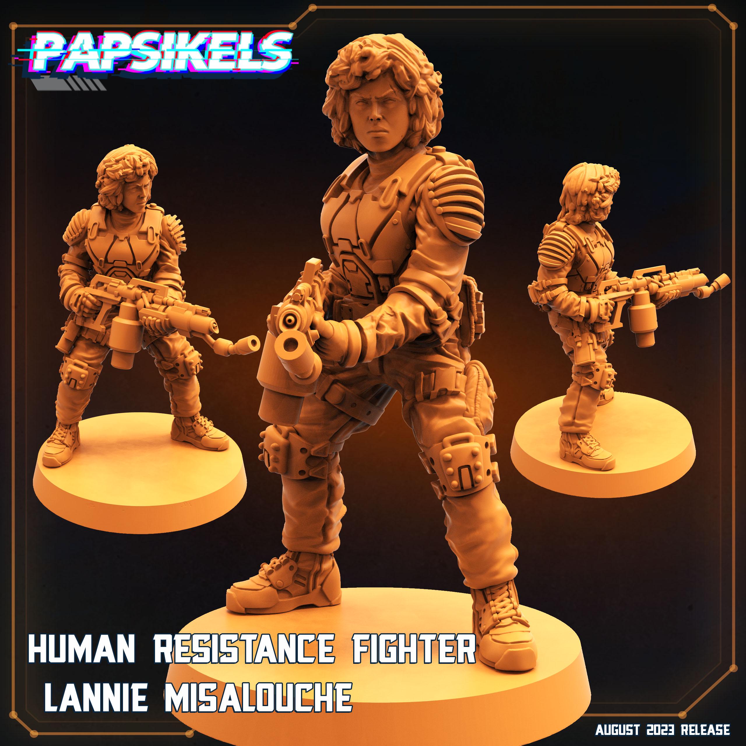 Xenowars Genesis Human Resistance Fighter Lannie Misalouche - 32mm Sci-Fi Resin Miniature for Tabletop RPGs