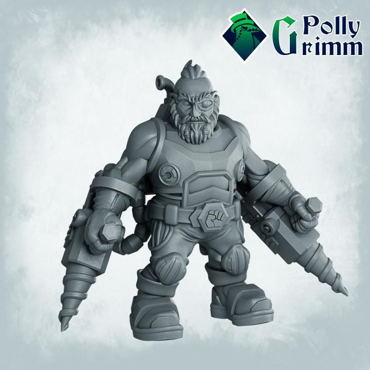 Galaxy Dwarves set. Space Rocks! Dwarf miner Set 2 - Sci-fi tabletop miniature. 28mm / 32mm Resin Figures for RPG
