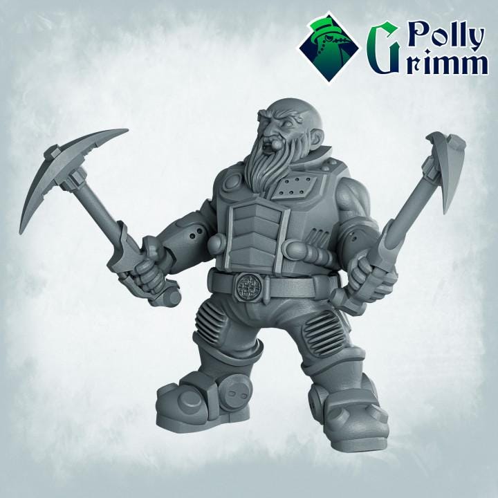 Galaxy Dwarves set. Space Rocks! Dwarf miner Set 2 - Sci-fi tabletop miniature. 28mm / 32mm Resin Figures for RPG