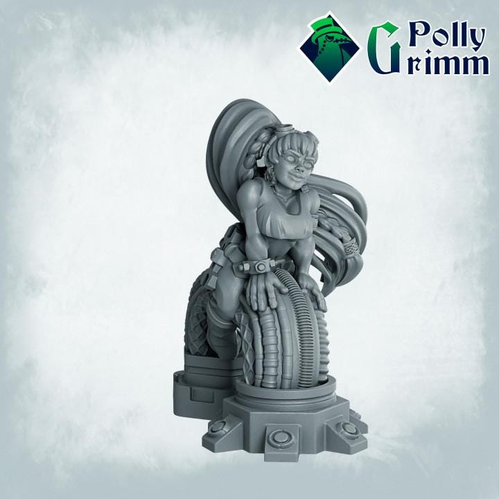 Galaxy Dwarves set. Pin-up Engineer Girl Dwarf - Sci-fi tabletop miniature. 28mm / 32mm Resin Figures for RPG