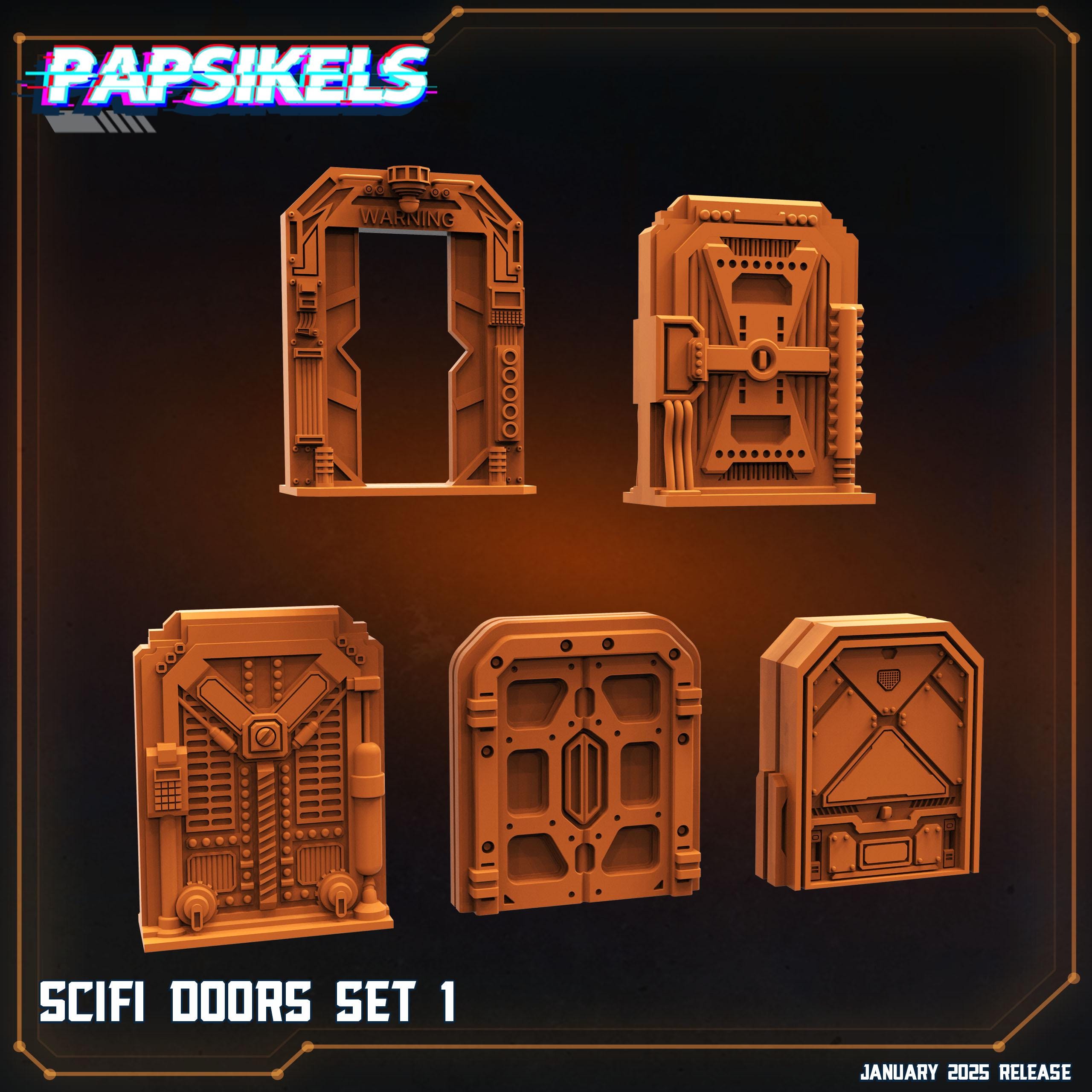 Aliens Vs Humans - Ascension - Scifi Doors Set 1, Papsikels, 32mm