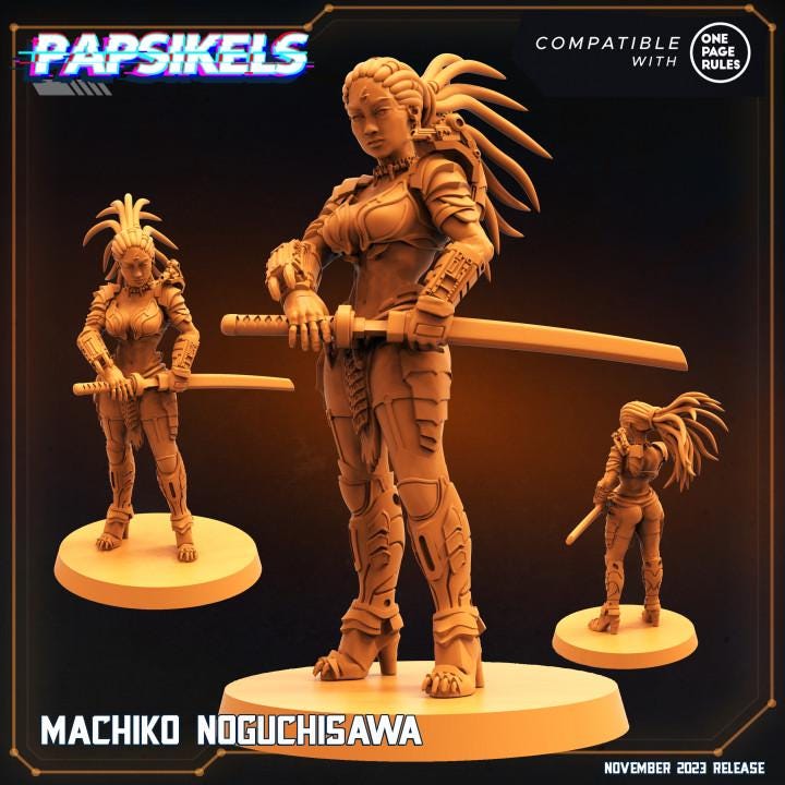 Skull Hunters One Page Rule Army - Machiko Noguchisawa 32mm Tabletop Miniature (Resin)