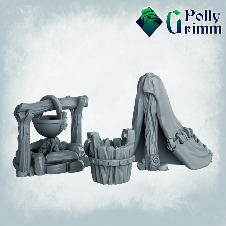 Terrain Set - Scatter Terrain  - Fantasy historic miniatures for tabletop games. 28mm / 32mm Resin Figures for RPG