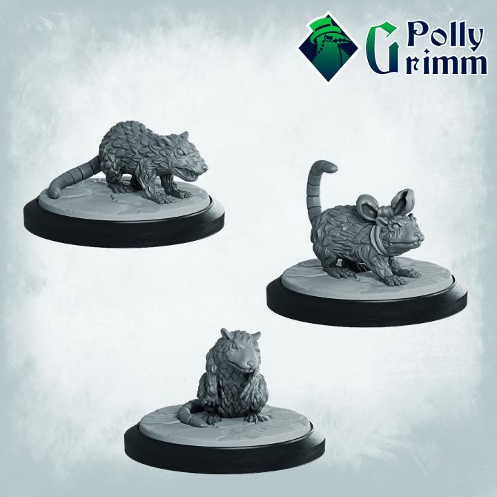 Rat Set of 3 - Court of miracles. Underground Outlaw Set - Fantasy historic miniatures for tabletop games. 28mm / 32mm Resin Figures for RPG
