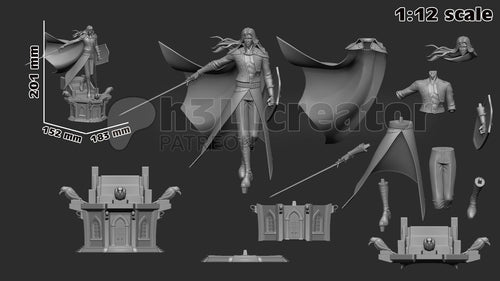 Alucard from Castlevania (fan art) | Full Model | Miniature scale 1:12 | h3LL Creator | DIY Model Kit
