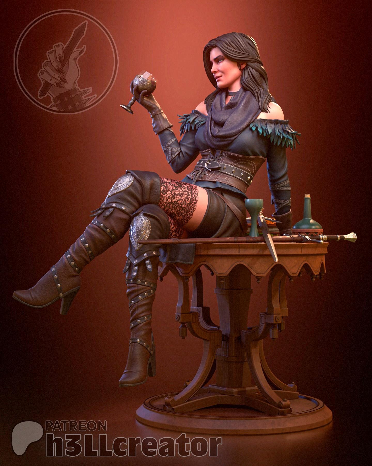 Yennifer from The Witcher (fan art) | Full Model | Miniature scale 1:12 | h3LL Creator | DIY Model Kit