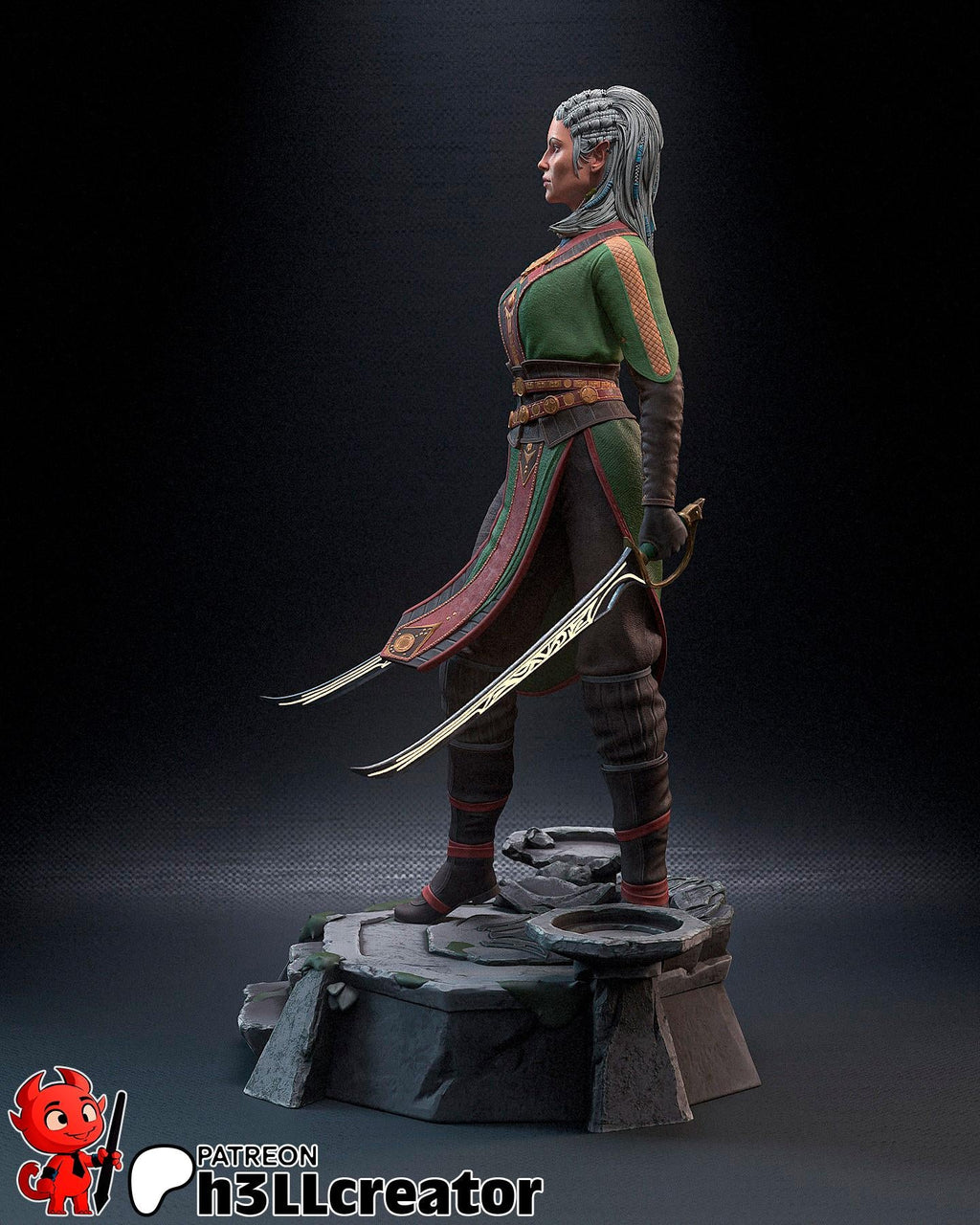 Jaheira from Baldur's Gate 3 (fan art) | Full Model or Bust | Miniature scale 1:12 | h3LL Creator | DIY Model Kit
