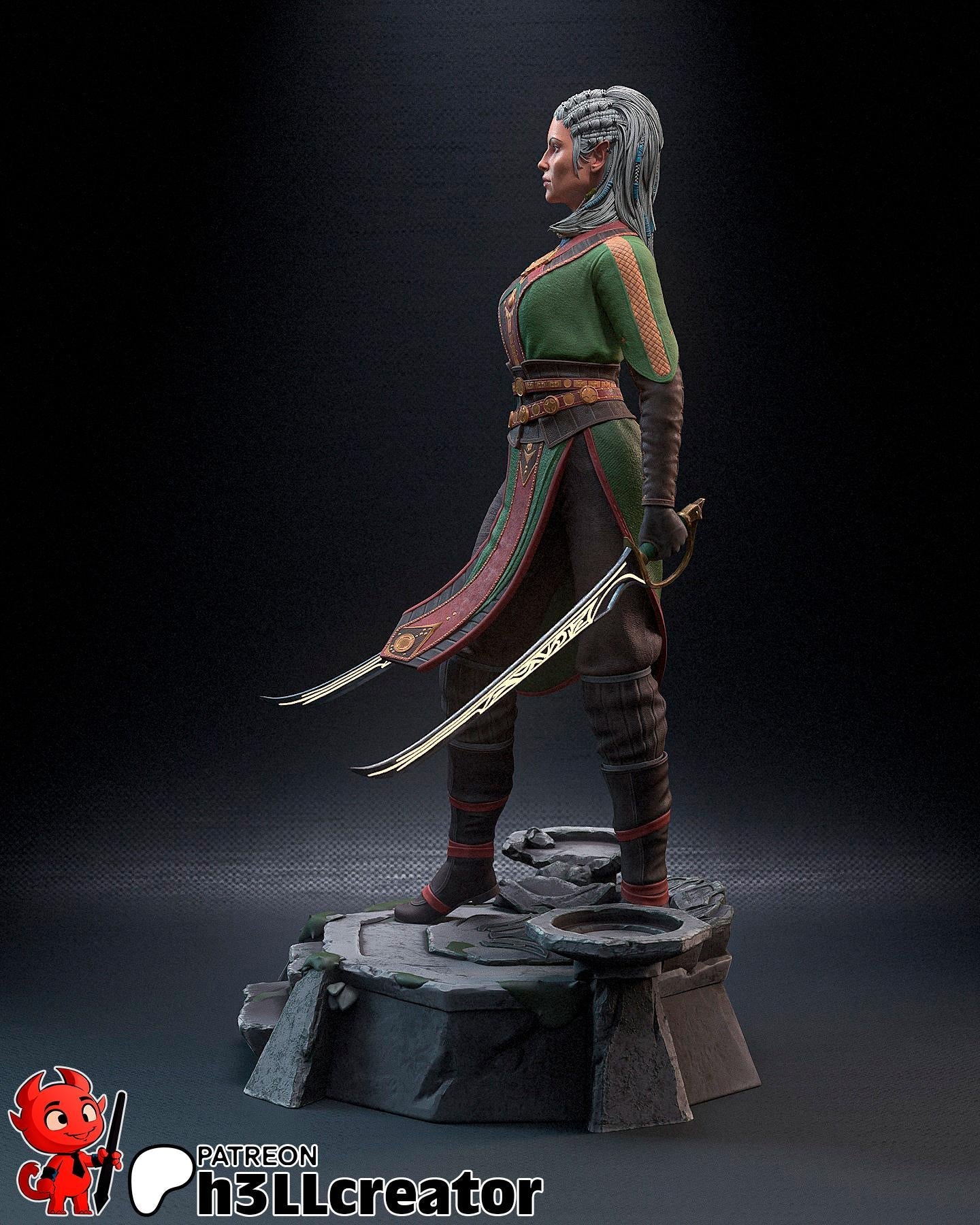 Jaheira from Baldur's Gate 3 (fan art) | Full Model or Bust | Miniature scale 1:12 | h3LL Creator | DIY Model Kit