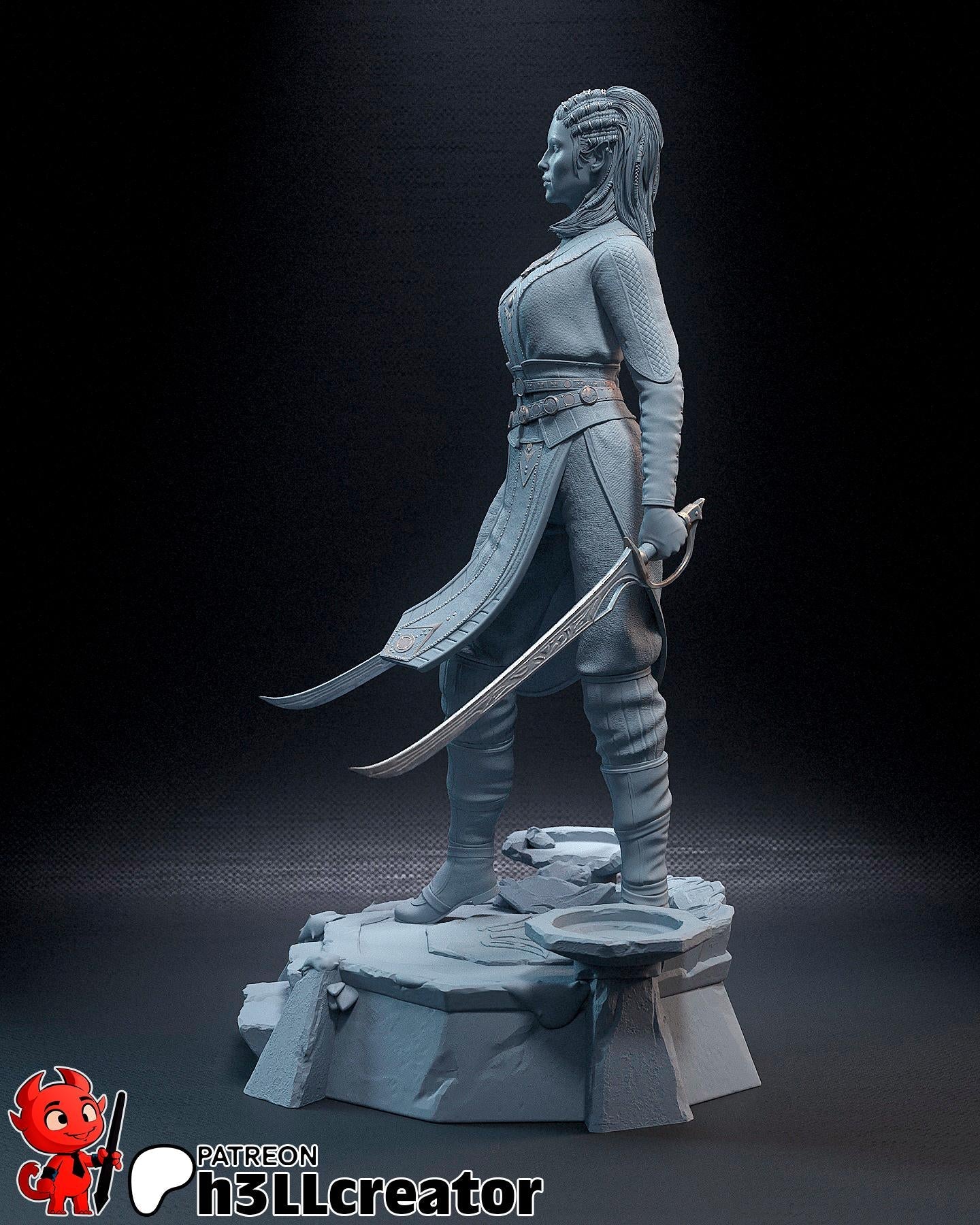 Jaheira from Baldur's Gate 3 (fan art) | Full Model or Bust | Miniature scale 1:12 | h3LL Creator | DIY Model Kit