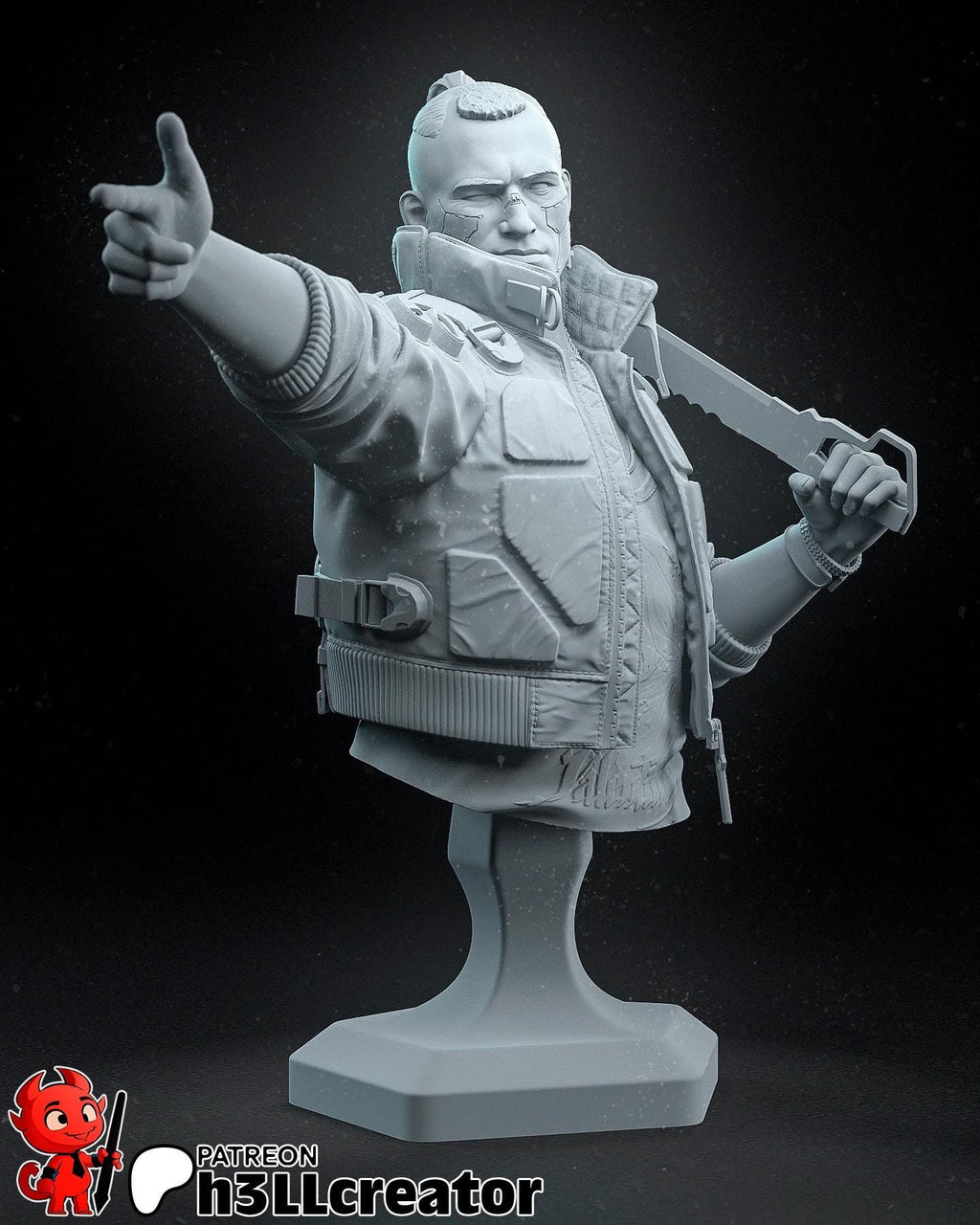 Jackie Welles from Cyberpunk 2077 (fan art) | Full Model or Bust | Miniature scale 1:12 | h3LL Creator | DIY Model Kit