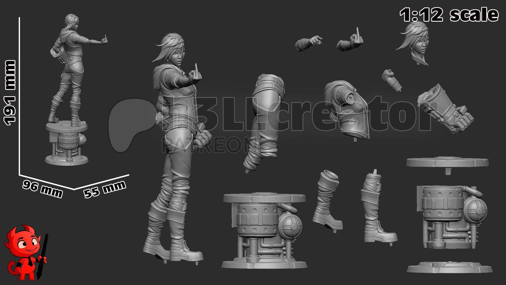 Vi from Arcane (fan art) | Full Model or Bust | Miniature scale 1:12 | h3LL Creator | DIY Model Kit