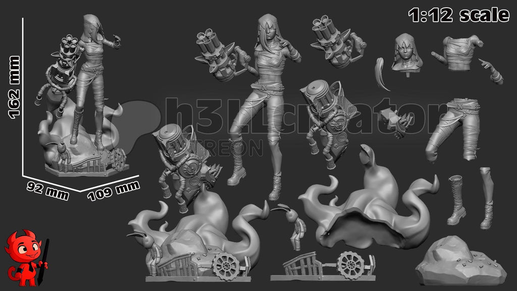 Jinx from Arcane (fan art) | Full Model or Bust | Miniature scale 1:12 | h3LL Creator | DIY Model Kit