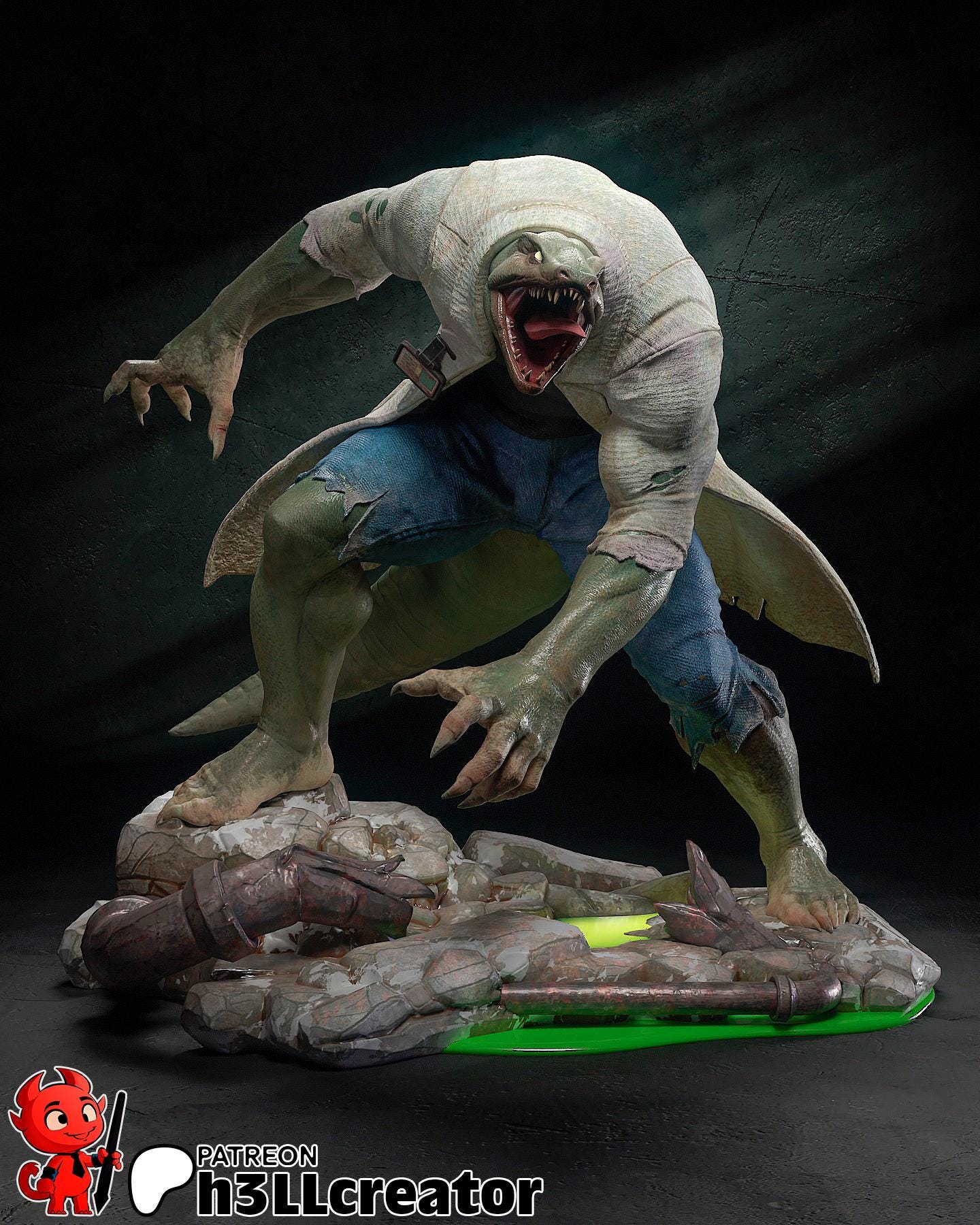 Lizard (Dr. Curtis "Curt" Connors) from Spider Man (Marvel) (fan art) | Miniature scale 1:15 | h3LL Creator | DIY Model Kit