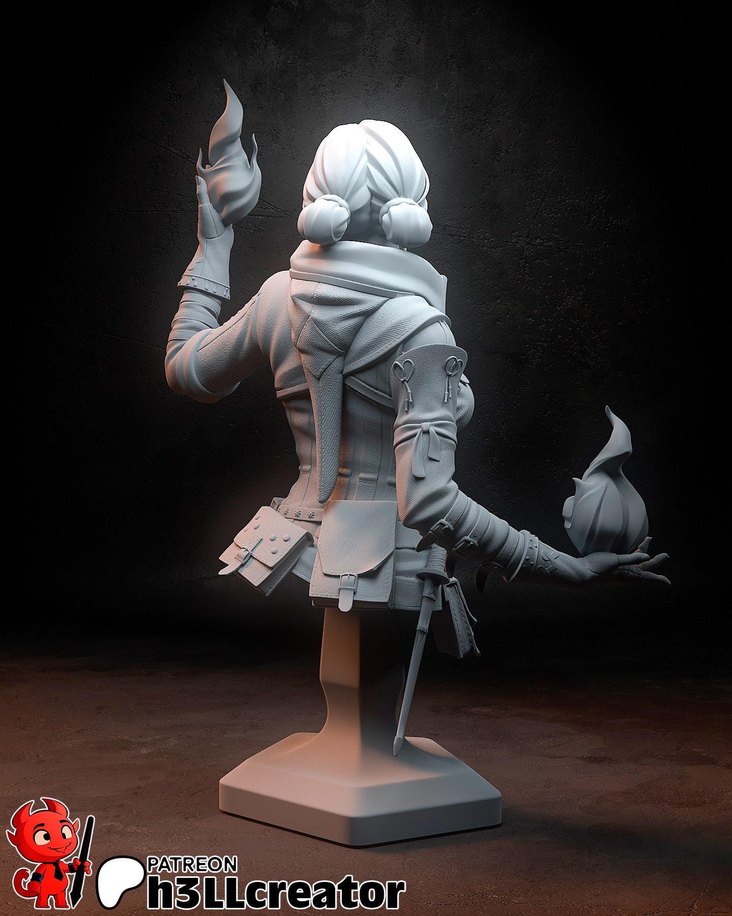 Triss Merigold from The Witcher (fan art) | Full Model | Miniature scale 1:12 | h3LL Creator | DIY Model Kit